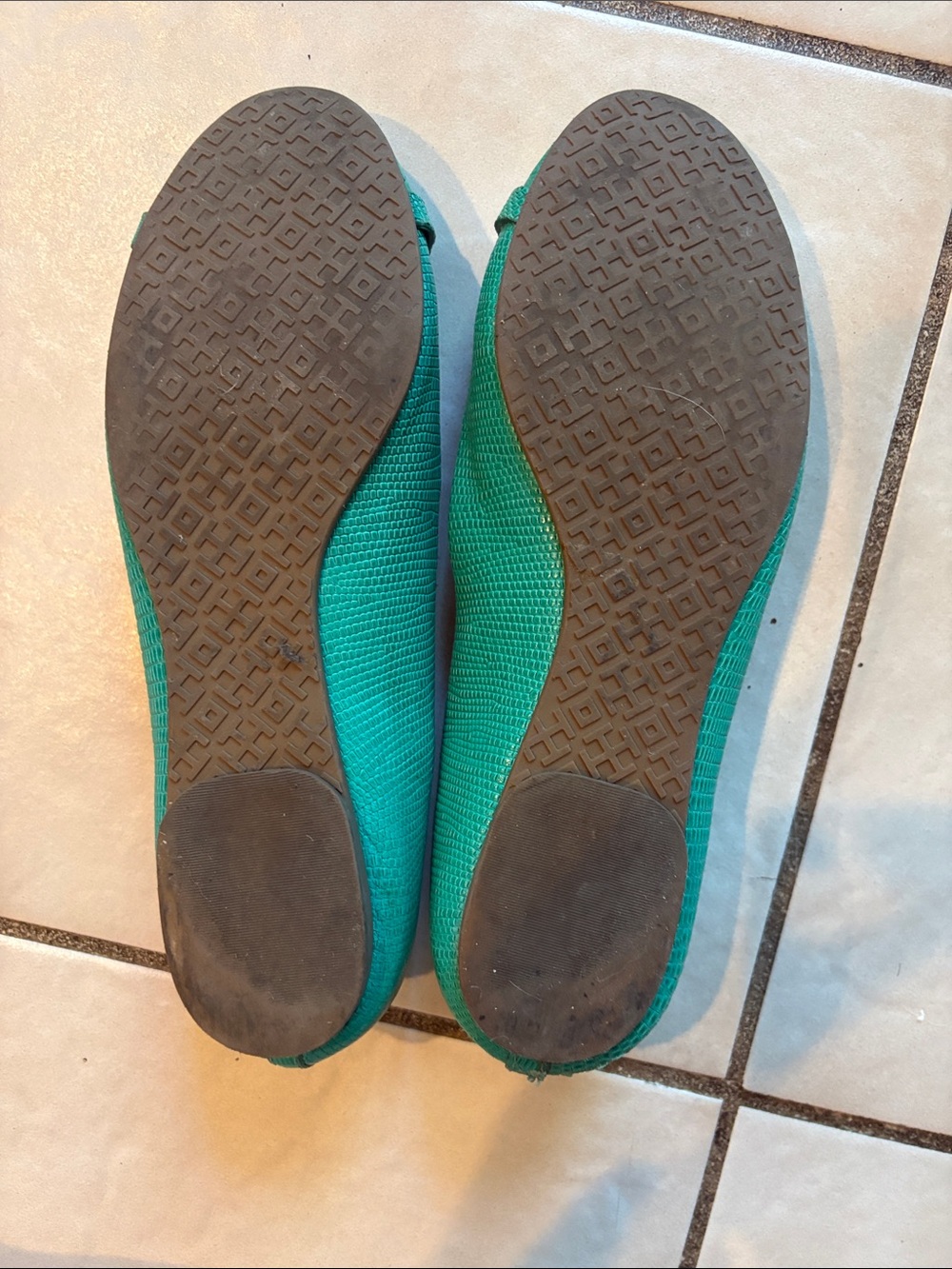 Tory Burch Matte Micro Tejus Print Mini Miller Flat in Pond Green - Picture 7 of 7
